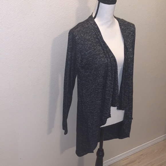 JM Fleurette heathered black high low open cardigan sweater - Picture 3 of 7